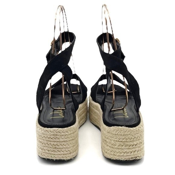 Lulus Cobi Black Faux Suede Espadrille Platform Sandals Size 8.5 Flatform Shoes - Picture 10 of 15